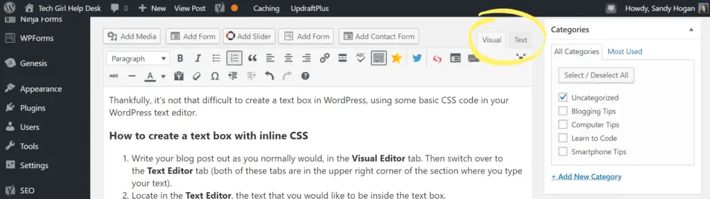 How To Create A Text box In A Blog Post Tech Girl Help Desk