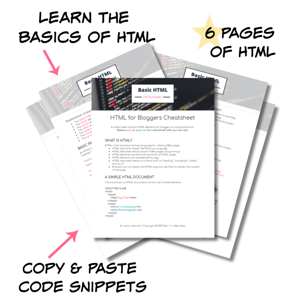 Basic HTML for Bloggers Cheat Sheet | Tech Girl Help Desk