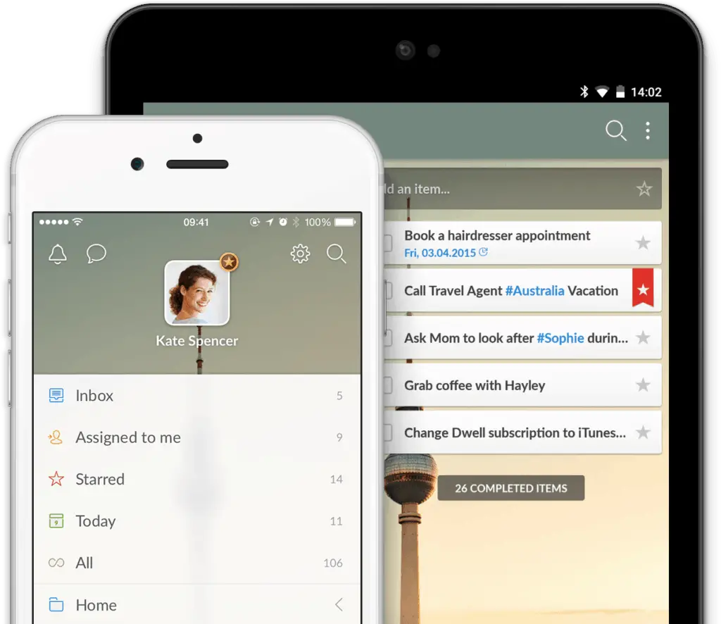 wunderlist two device views