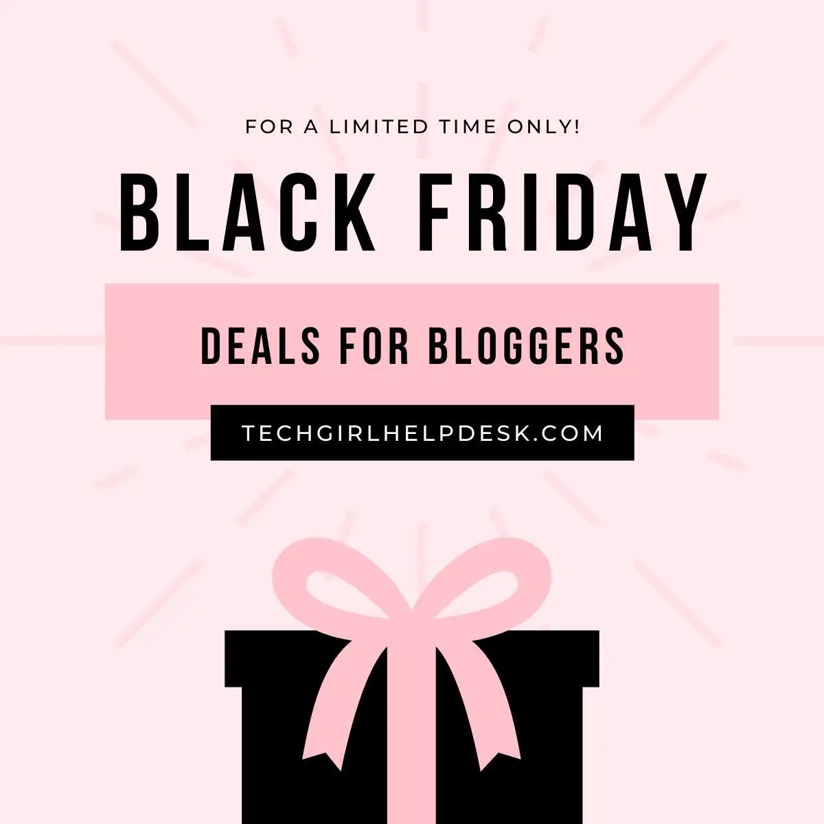 pink background black present with pink bow black friday deals for bloggers